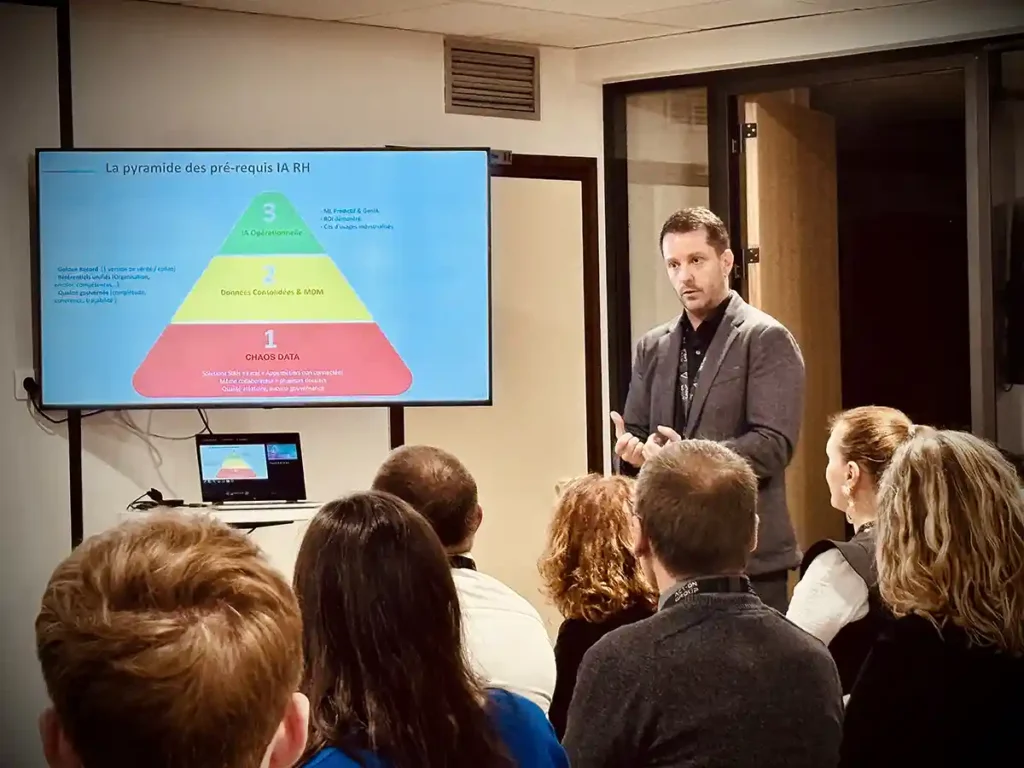 Photo présentation de Jean-Clément Blancher à l'afterwork business IA & RH à Lille