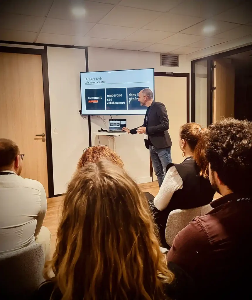 Photo pendant la présentation de Philippe Bonnet à l'afterwork business IA & RH à Lille