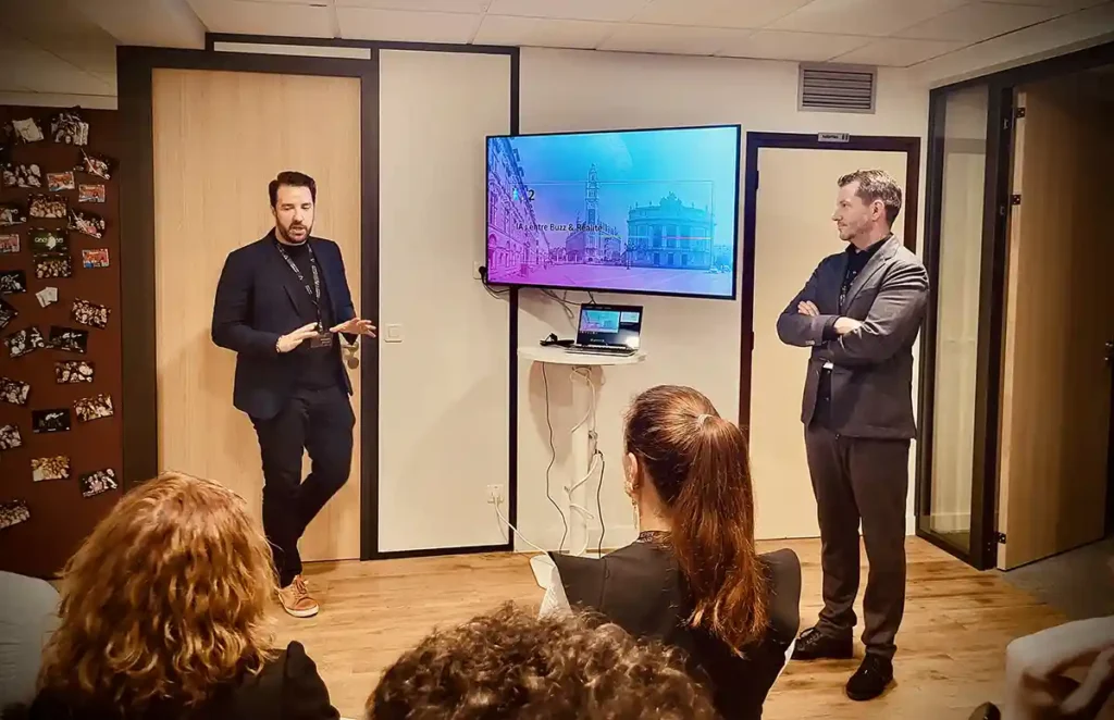 Photo présentation de Benjamin Butez et Jean-Clément Blancher à l'afterwork business IA & RH à Lille
